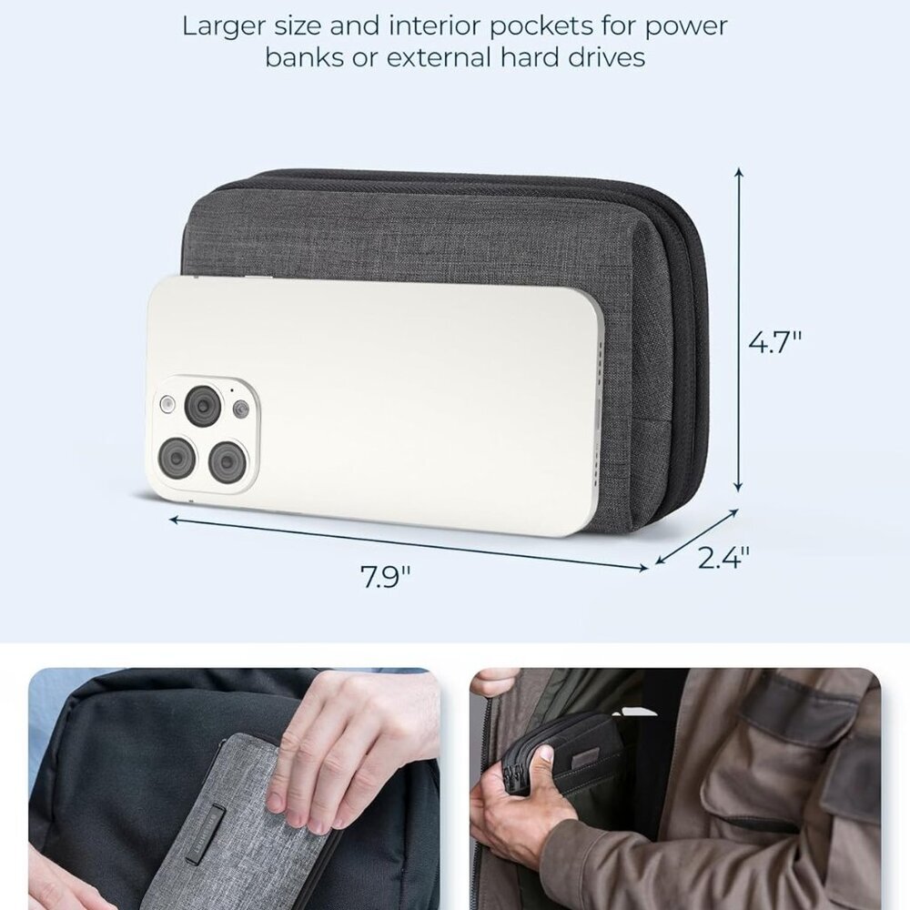 Electronics Organizer Travel Case, Cable Charger Cord Tech Organizer Pouch for P - Picture 6 of 7